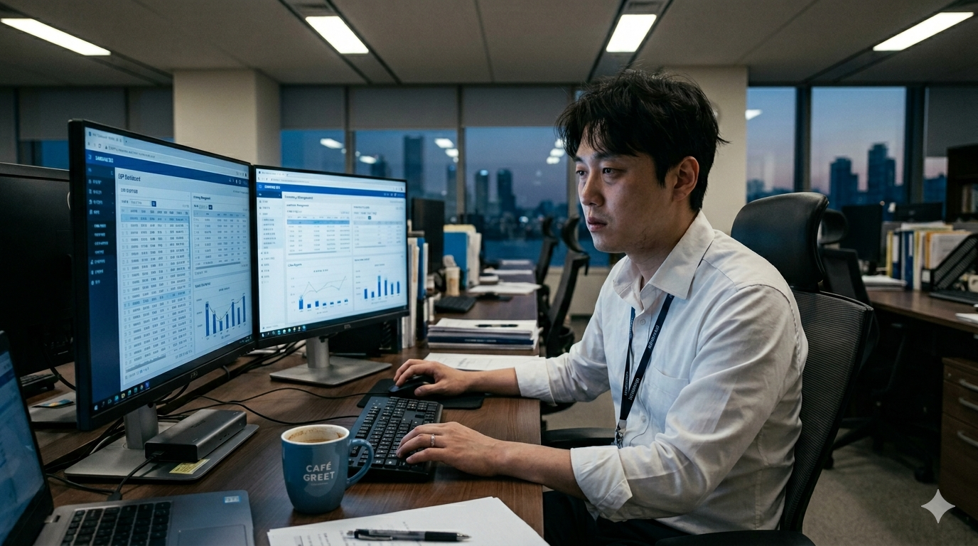 매일 아침 SAP 화면을 열고 수동으로 청구실적을 뽑던 반복 업무 장면