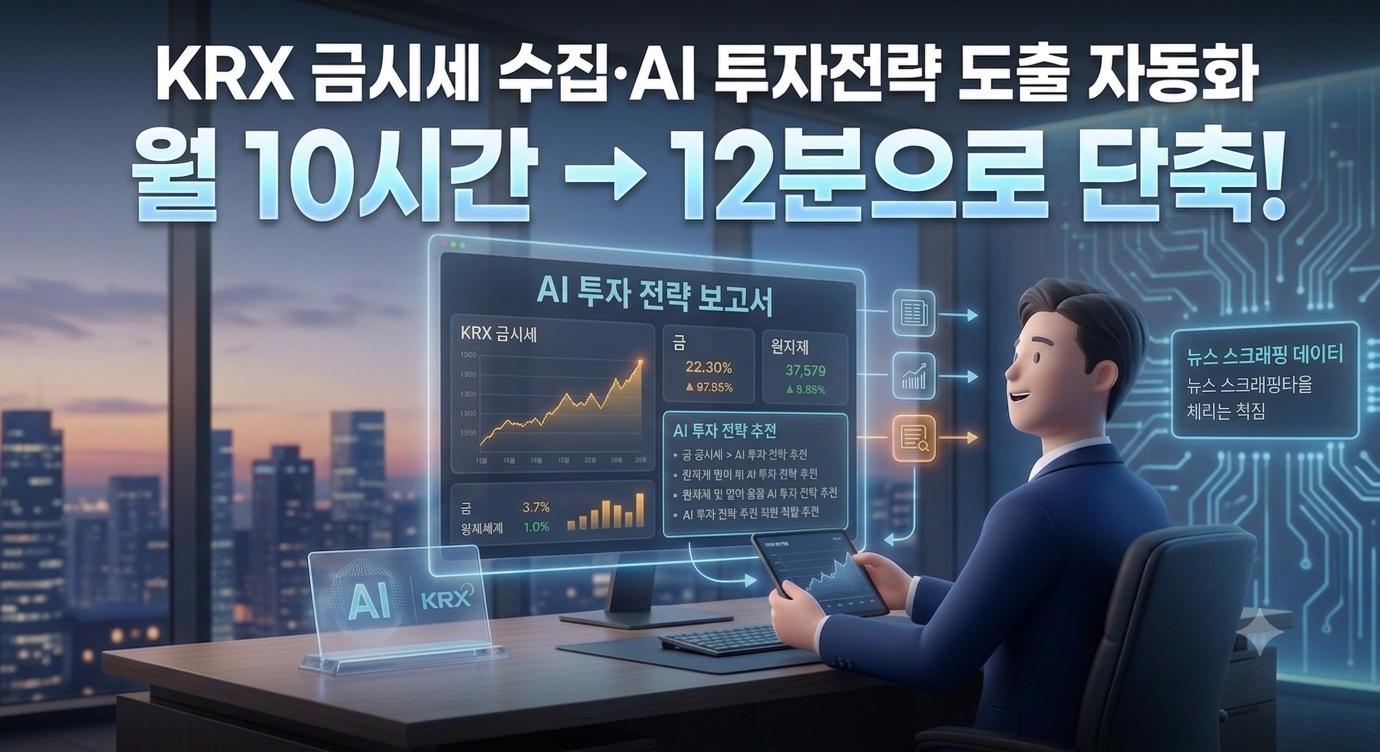[금융/투자] 금융기업 D사, KRX 금시세 수집·AI 투자전략 도출 자동화 | 월 10시간 → 12분으로 단축