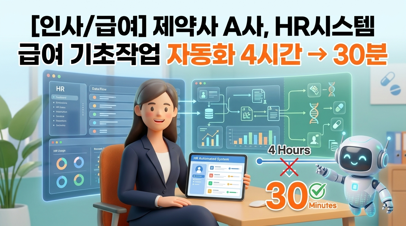 [인사/급여] 제약사 A사, HR시스템 급여 기초작업 자동화 | 월 4시간 → 30분으로 단축