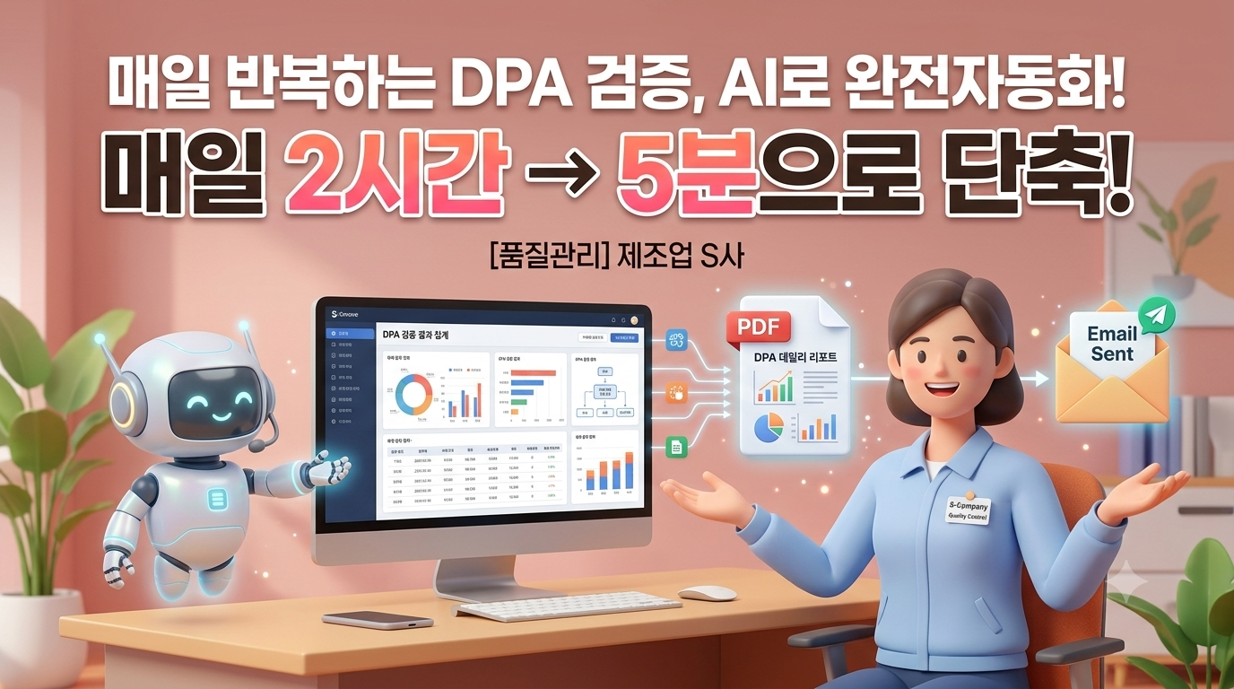 [품질관리] 제조업 S사, 매일 반복하던 DPA 검증 집계·차트·PDF·발송 완전자동화 | 매일 2시간 → 5분으로 단축